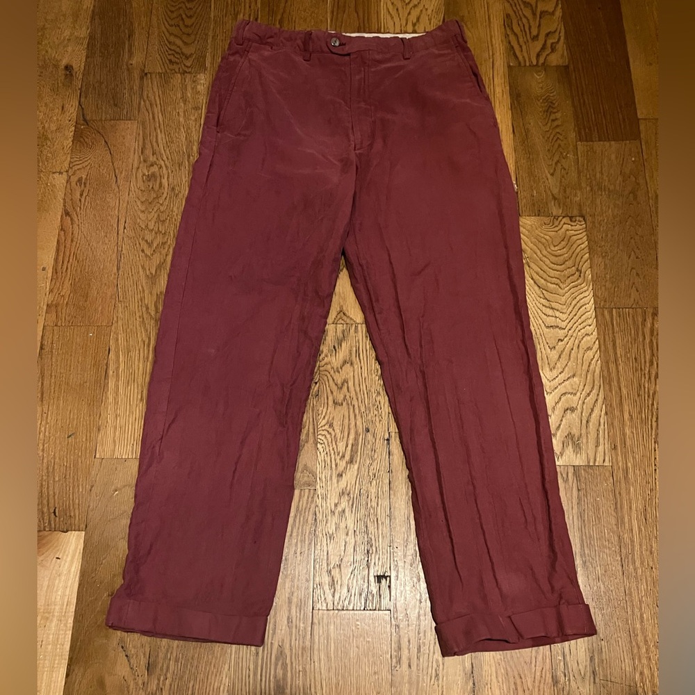 Scott Barber Pants Red Maroon Oxblood 100% Cotton Vintage Men's 36 Made in Italy